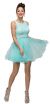 Main image of Floral Bust Babydoll Short Tulle Homecoming Party Dress